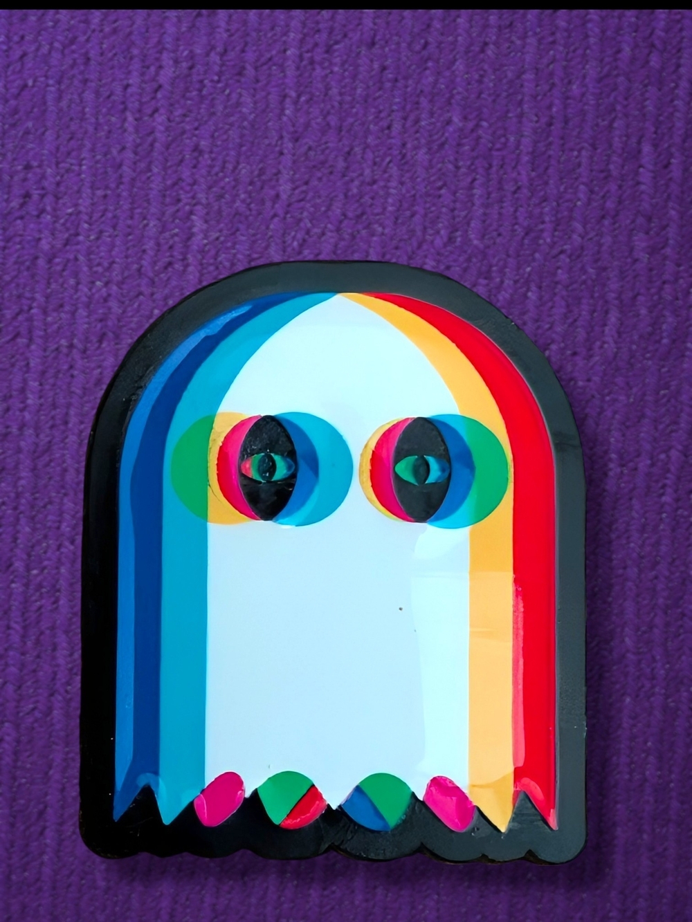 Multicolor Ghost Enamel Pin - Trippy Halloween Accessory